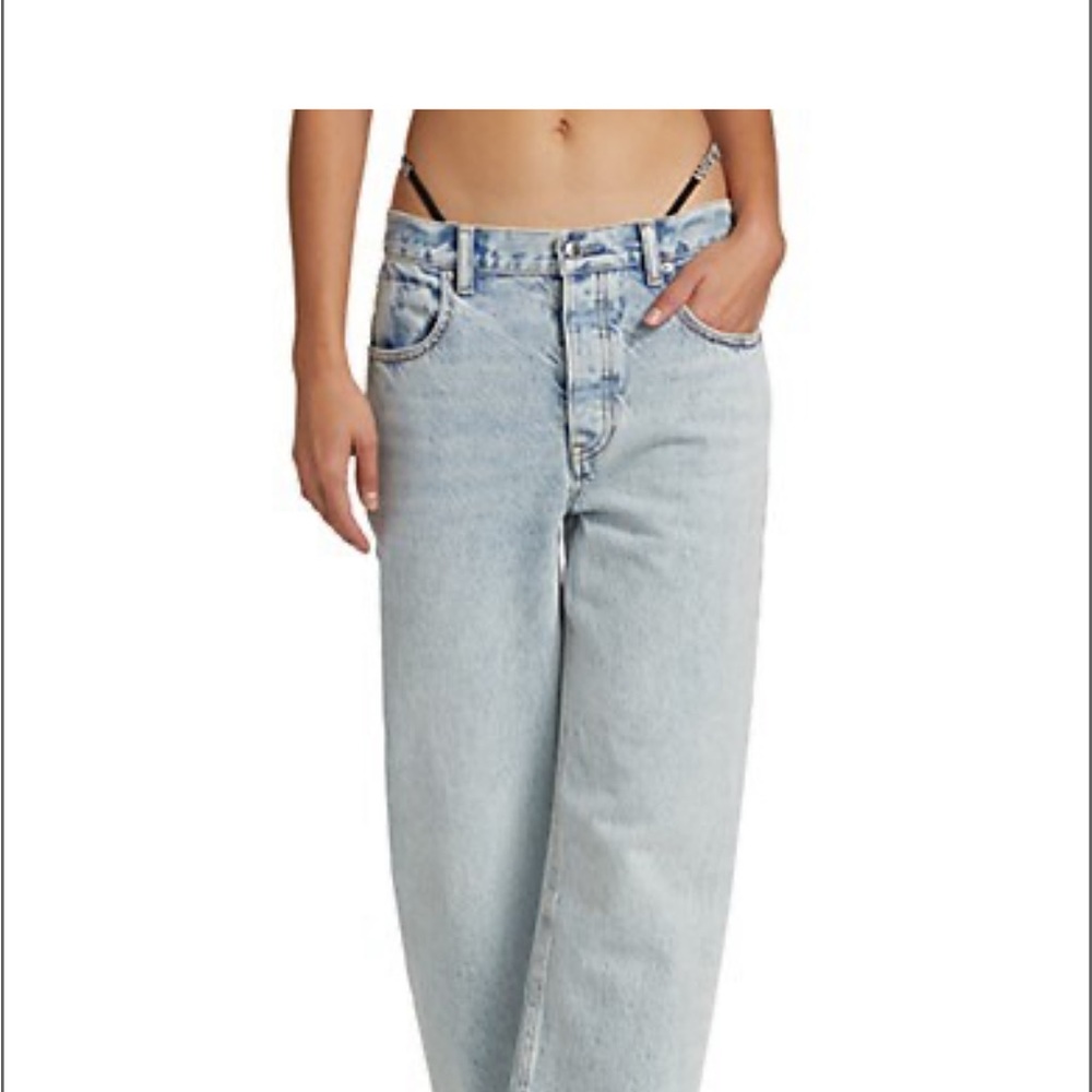 Alexander Wang diamanté logo strap layer jean